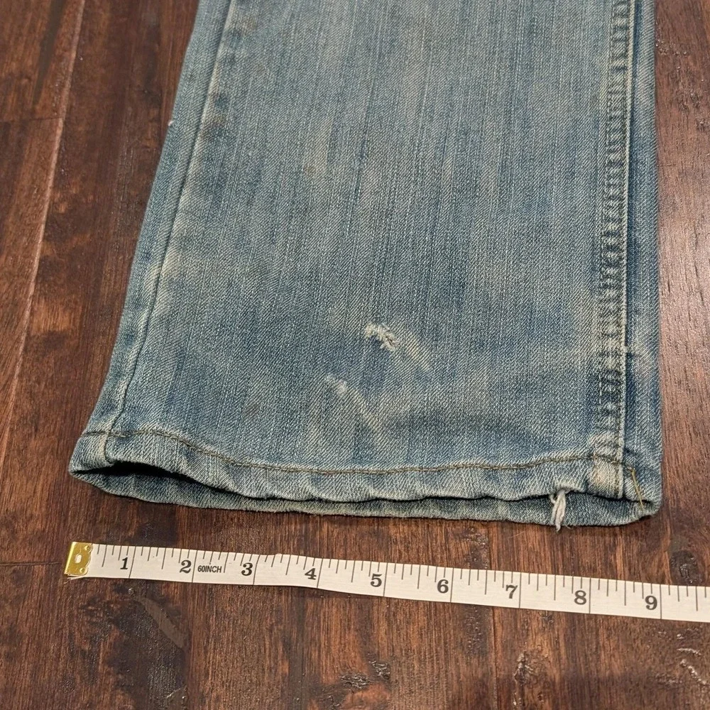 Levi Strauss Signature Jeans Mens 34x32 Blue Straight Leg Distressed Denim Pants